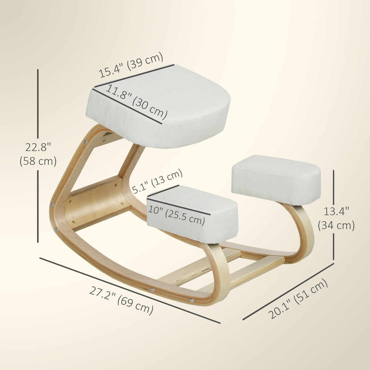 Ergonomic Kneeling Chair, Wood Kneel Stool with Thick Pads, Desk Knee Chair, Improve Posture, Black