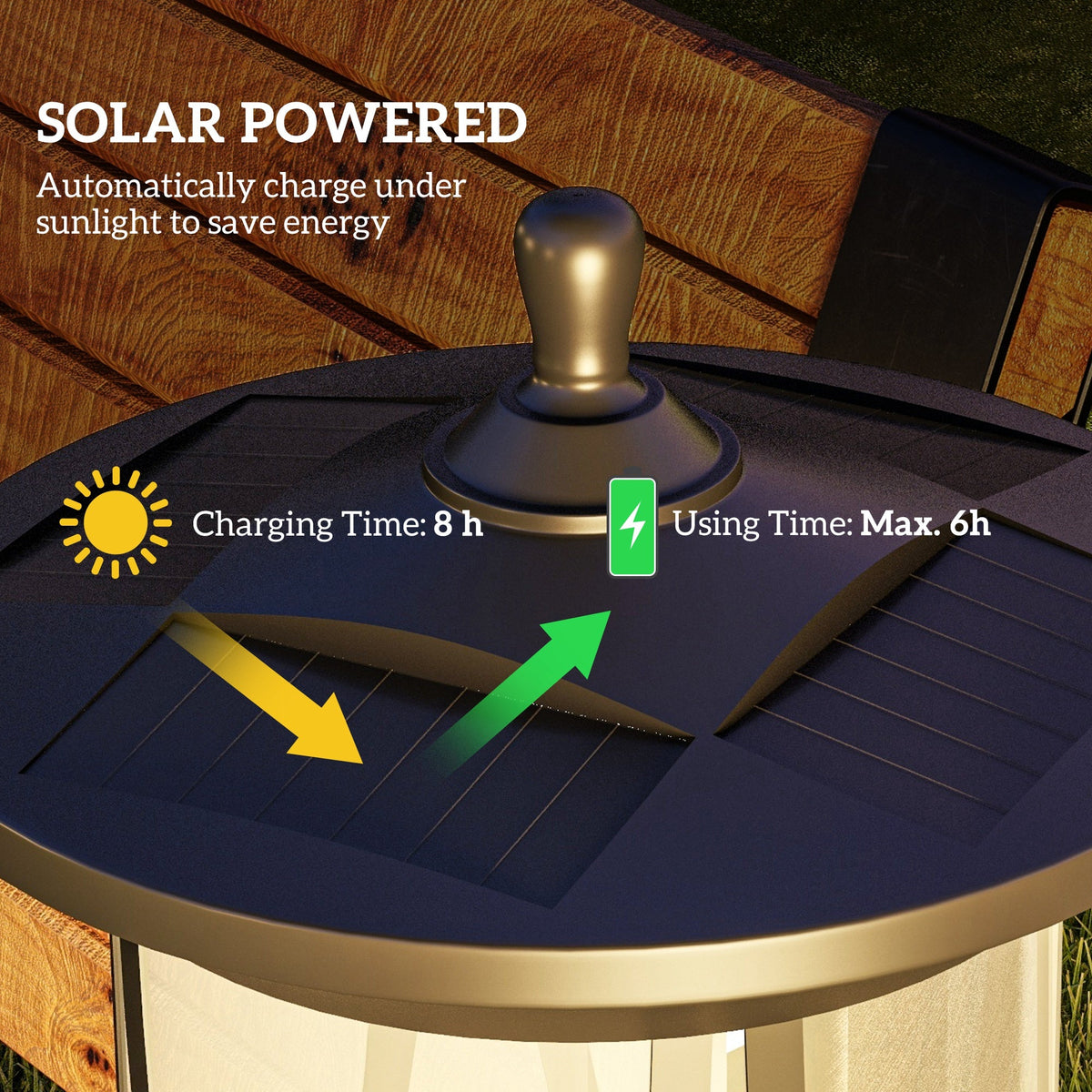 50" Solar Post Light, Cool White LED Outdoor Lamp, Waterproof IP44 for Patio, Garden, Backyard, Pathway