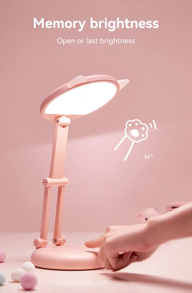 Cute Touch Control LED Desk Lamp - Portable Pink Cat Ear