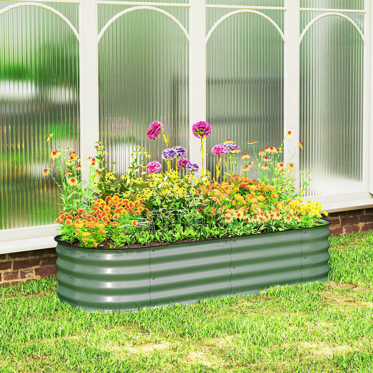4.9 x 2 x 1ft Galvanized Raised Garden Bed Kit, Metal Planter Box with Safety Edging, Black