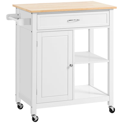 Rolling Kitchen Cart with Wood Top and Drawer, Kitchen Island on Wheels for Dining Room, Black | Canada