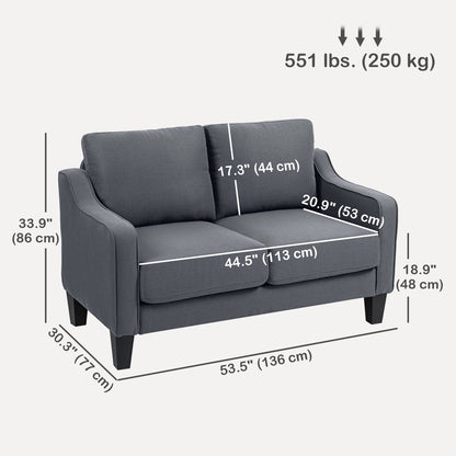 Loveseat Sofa, Modern Couch with Pocket Spring, Linen Upholstered, Thick Padded, Beige