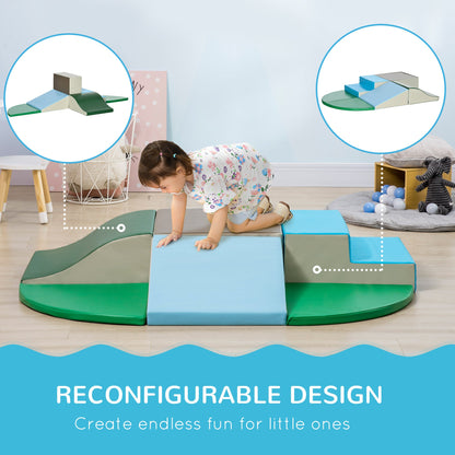 6-Piece Soft Play for 12-36 Months Toddlers to Climb, Crawl, Slide, Blue, Green