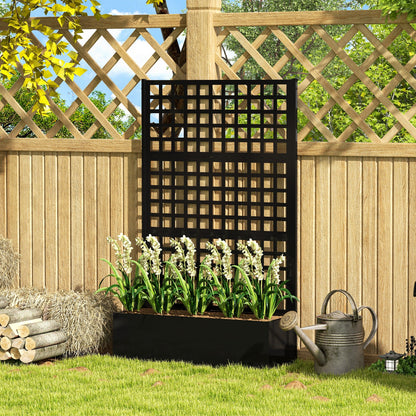 Galvanized Raised Garden Bed Planter Box with Trellis for Climbing Plants, Vegetable, Vines, 35" x 16" x 70", Black