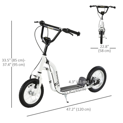 Dual Brakes Kick Scooter 12-Inch Inflatable Front Wheel Ride On Toy for Age 5+, Blue