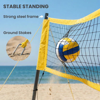 31ft Portable Volleyball Net Set with Adjustable Height Steel Poles, Volleyball, Boundary Line and Carrying Bag