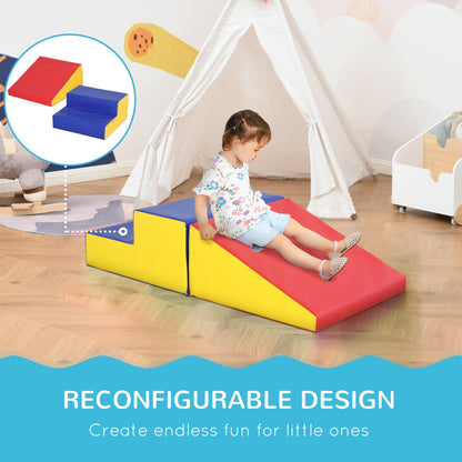 2-Piece Climb and Crawl Activity Soft Play Set, Secure Foam Blocks Playset for Toddler Preschooler Babies Indoor, Activity Structure Play Equipment, Multi-colour