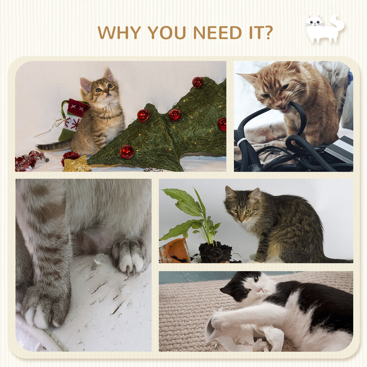 4Pcs Cat Wall Shelf with Scratching Post, Cat Wall Shelves for Relaxing, Climbing, Cat Wall With Soft Ladder, Hammock, Play Balls, Grey