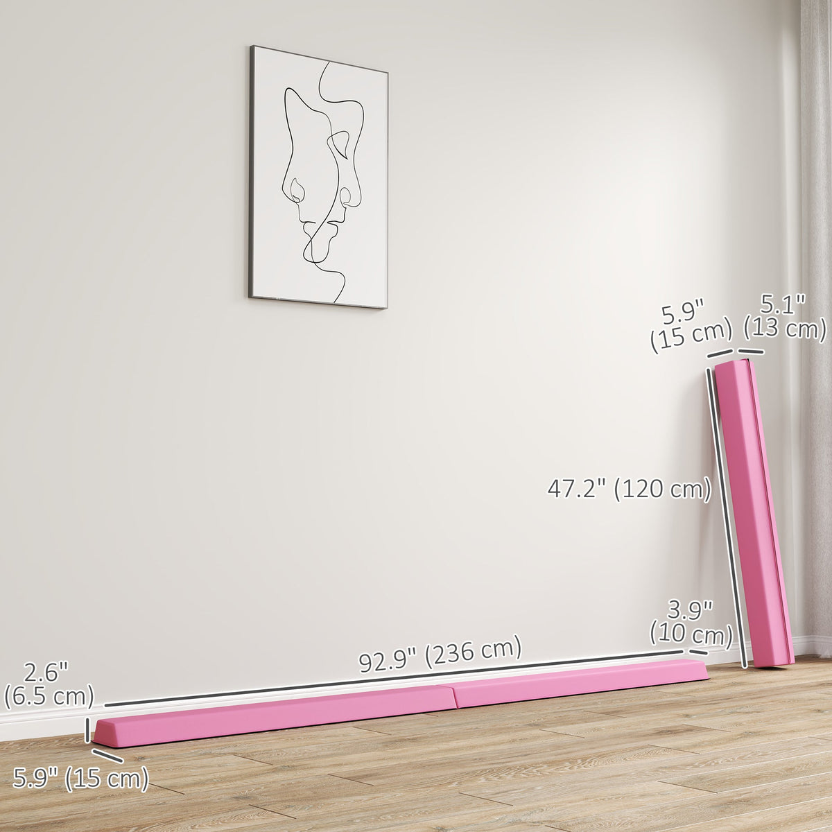 7ft Folding Balance Beam, Gymnastics Equipment with Anti-Slip Bottom for Kids Home Training, Multicolour