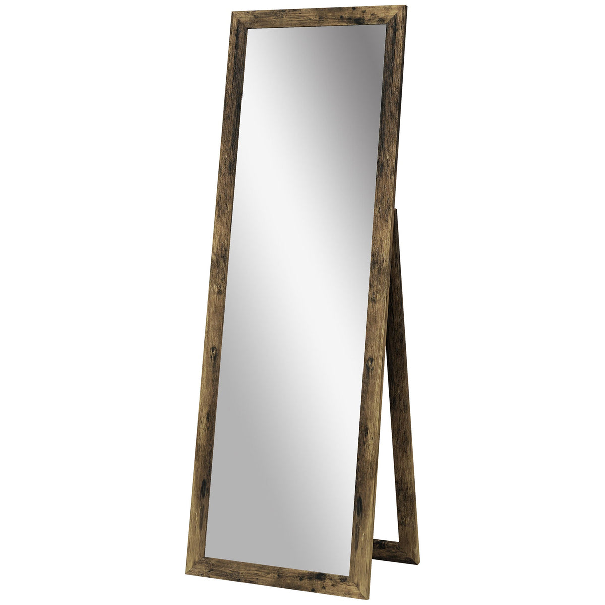 58" x 20" Full Length Mirror with Frame, Floor Standing Mirror, Rectangular Full Body Mirror for Bedroom, Living Room, Brown