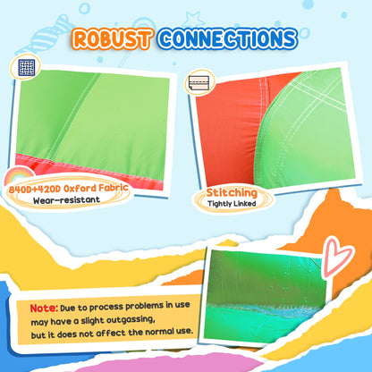 9.2 x 9.5FT Bounce House, 4 in 1 Inflatable Bouncy Castle for Kids With Trampoline, Slide, Water Pool, Basket, Blower
