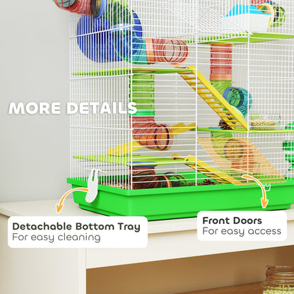 18.5" Hamster Cage, 5 Tiers Small Animal House with Tunnel Tube System, Exercise Wheel, Water Bottle, Blue