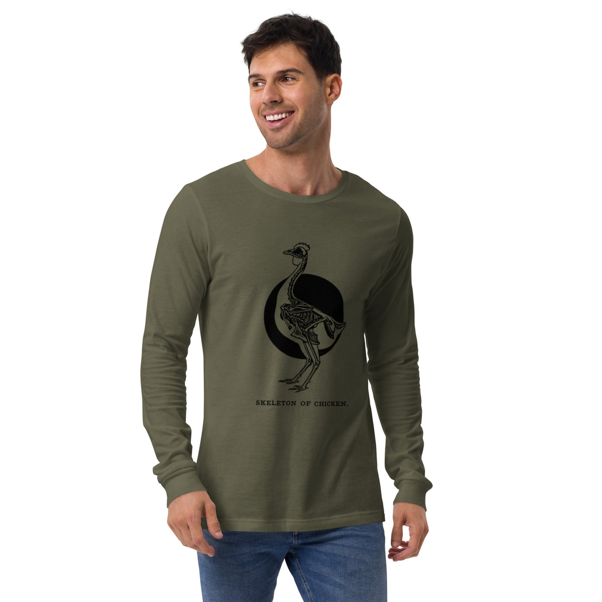 Retro Chicken Skeleton Unisex Long Sleeve Tee