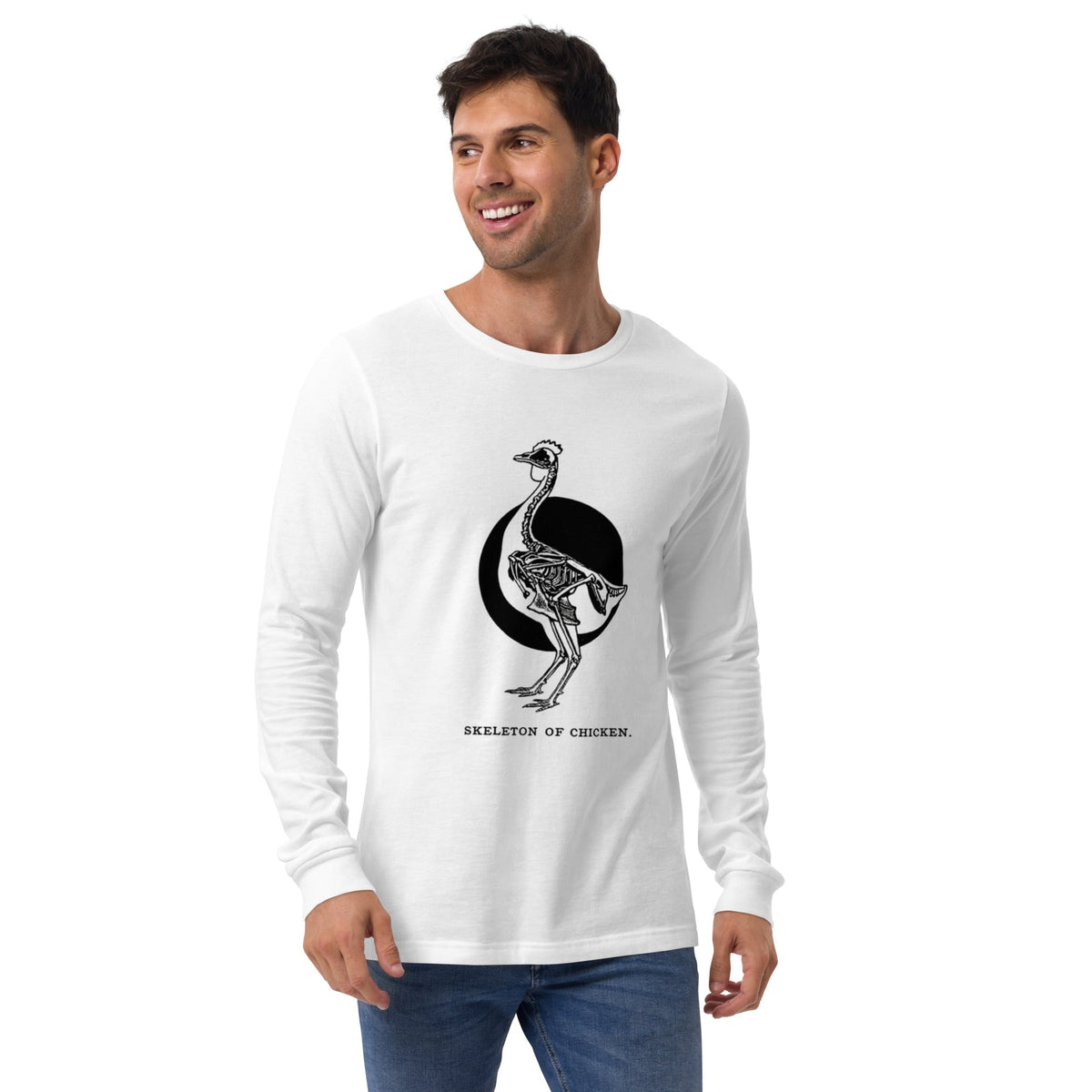 Retro Chicken Skeleton Unisex Long Sleeve Tee