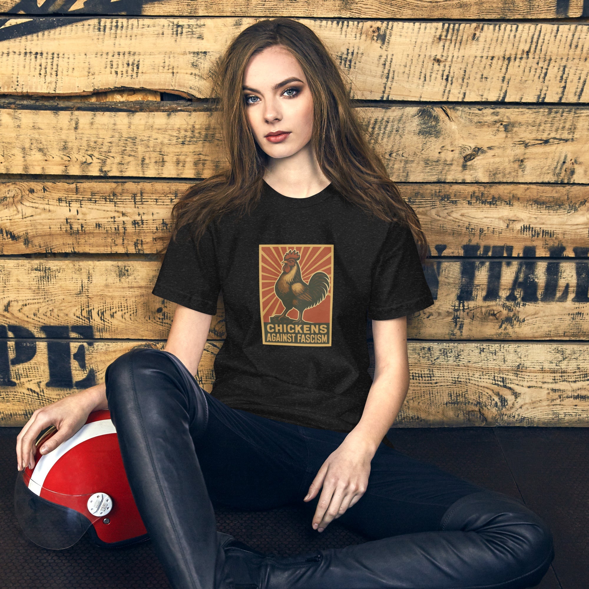 Retro Chickens Against Fascism Unisex t-shirt