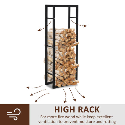 15.7" x 9.8" x 39.4" Firewood Rack Outdoor, Log Holder Fireplace Storage Rack with Handles and 220 lbs. Weight Capacity, Black