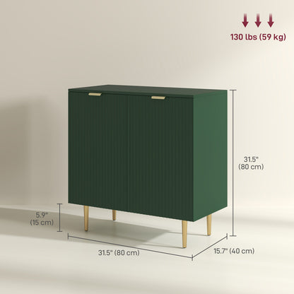Modern Kitchen Storage Cabinet, Sideboard Buffet Cabinet with Adjustable Shelves and Metal Legs for Kitchen, Black