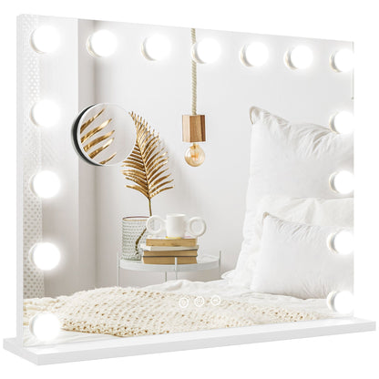 Hollywood Makeup Mirror with Lights, 3 Lighting Modes, USB Charging Port, Tabletop or Wall Mounted, White