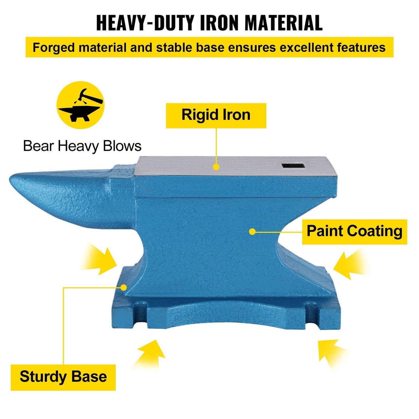 VEVOR Single Horn Anvil 55Lbs, Cast Iron Anvil Blacksmith Withstands Heavy Blows,Anvil Rugged Round Horn Anvil Blacksmith Jewelers Metalsmith Tool, for Sale Forge Tools and Equipment