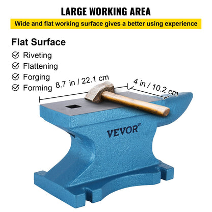 VEVOR Single Horn Anvil 55Lbs, Cast Iron Anvil Blacksmith Withstands Heavy Blows,Anvil Rugged Round Horn Anvil Blacksmith Jewelers Metalsmith Tool, for Sale Forge Tools and Equipment