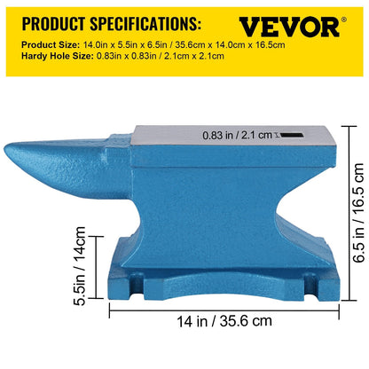 VEVOR Single Horn Anvil 55Lbs, Cast Iron Anvil Blacksmith Withstands Heavy Blows,Anvil Rugged Round Horn Anvil Blacksmith Jewelers Metalsmith Tool, for Sale Forge Tools and Equipment