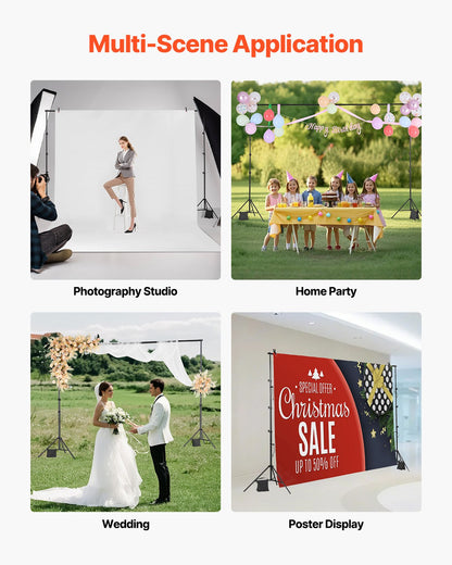 VEVOR Backdrop Stand Background Stand Kit 10 x 10 ft for Party & Photo Studio