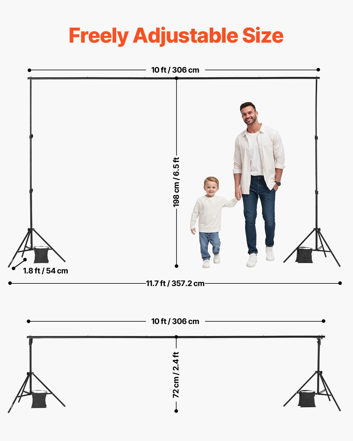 VEVOR Backdrop Stand Background Stand Kit 6.5 x 10 ft for Party & Photo Studio