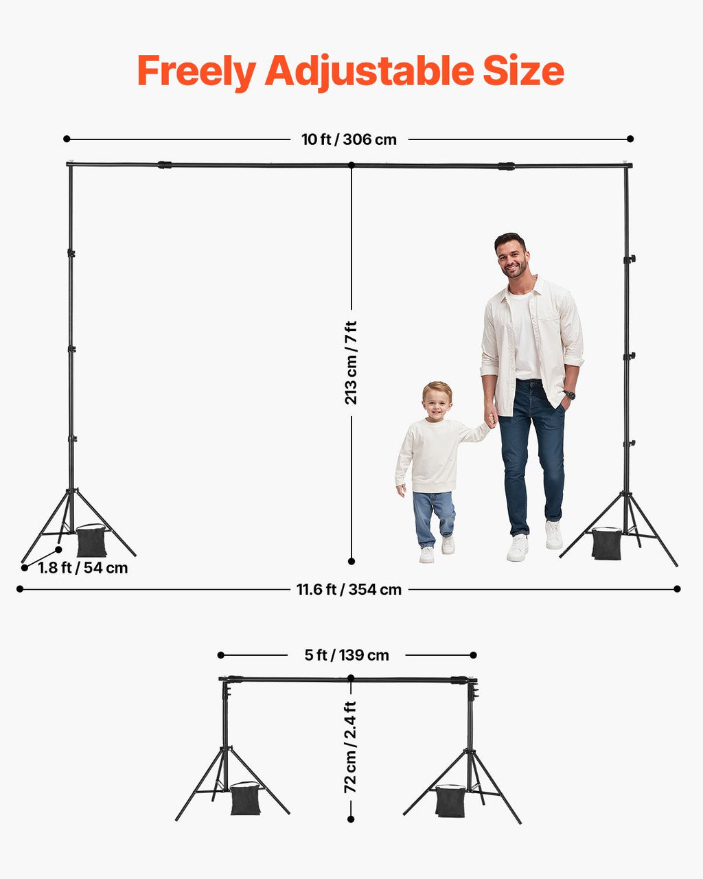 VEVOR Backdrop Stand Background Stand Kit 7 x 10 ft for Party & Photo Studio