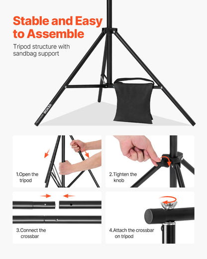 VEVOR Backdrop Stand Background Stand Kit 7 x 10 ft for Party & Photo Studio