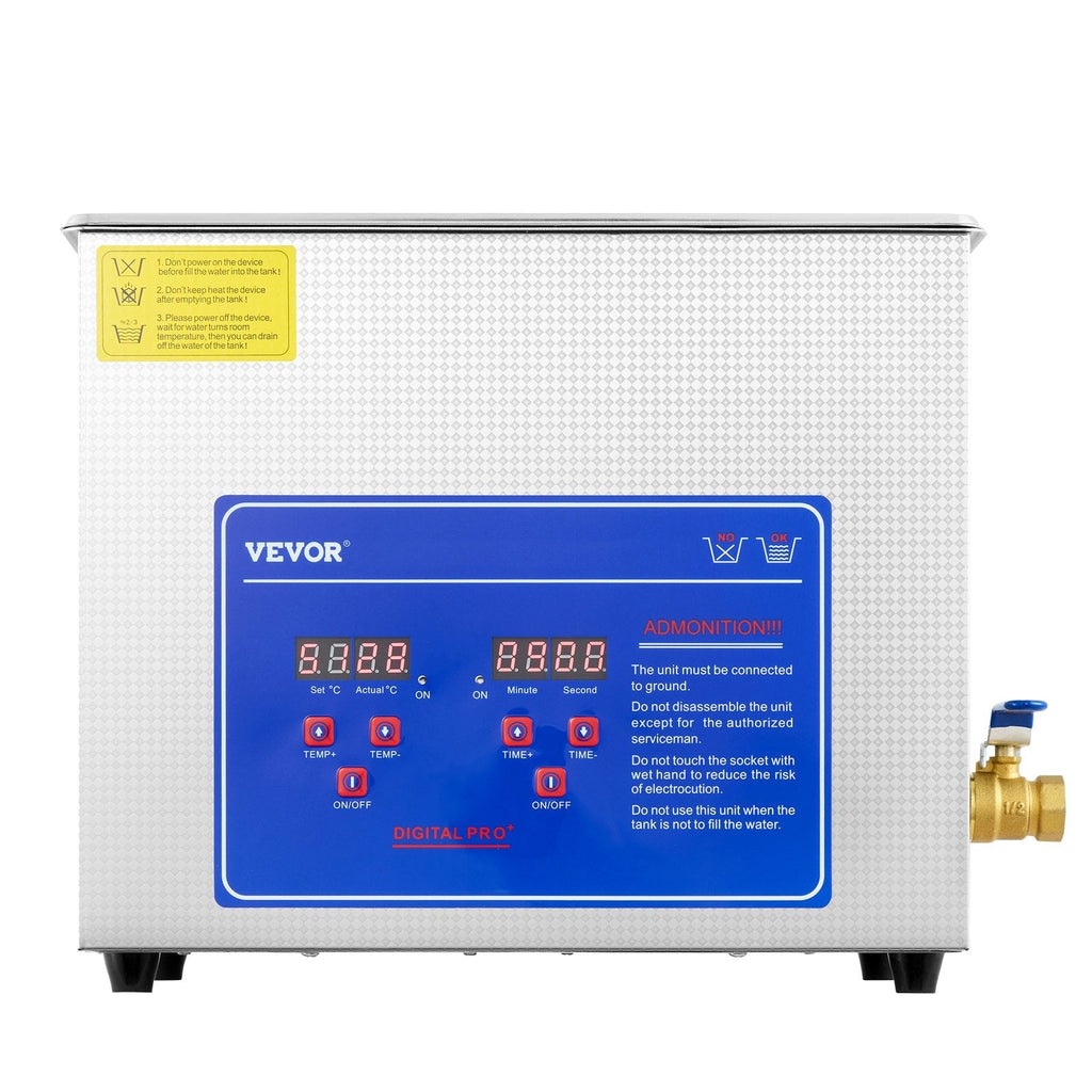 VEVOR Professional Ultrasonic Cleaner, 6 L Ultrasonic Jewelry Cleaner with Digital Timer & Heater, Stainless Steel Industrial Sonic Cleaner 40kHz for Glasses, Watches, Rings, Small Parts
