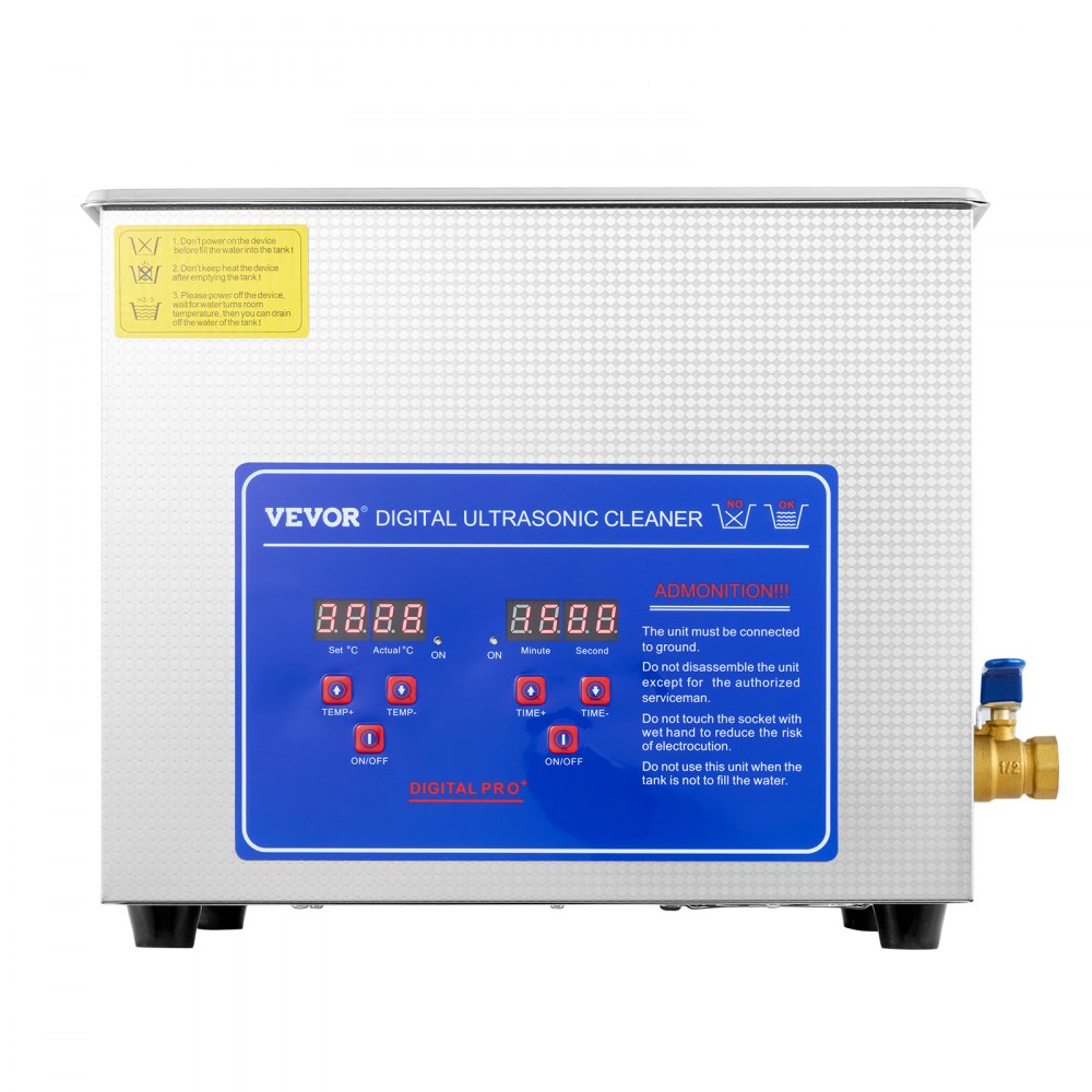 VEVOR Professional Ultrasonic Cleaner, 9.5 L Ultrasonic Jewelry Cleaner with Digital Timer & Heater, Stainless Steel Industrial Sonic Cleaner 40kHz for Glasses, Watches, Rings, Small Parts