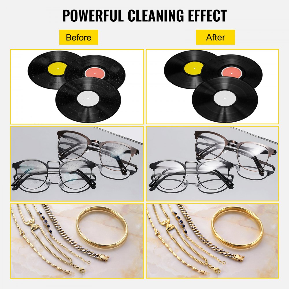 VEVOR Ultrasonic Vinyl Record Cleaner 6L 40kHz Vinyl Ultrasonic Cleaning Machine 304 Stainless Steel Record Ultrasonic Cleaner 6 Records w/ Drying Rack Vinyl Sonic Cleaner w/ Adjustable Heater & Timer