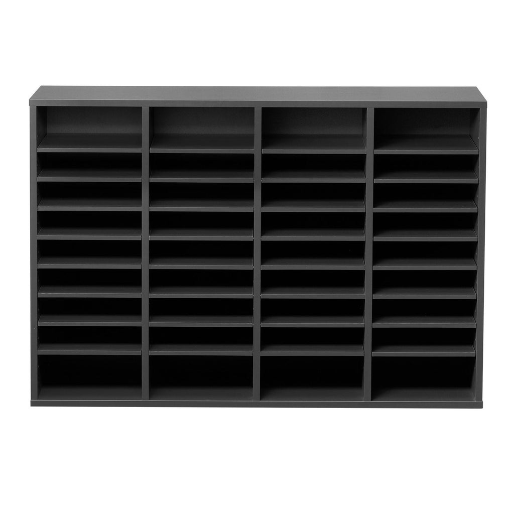 VEVOR Wooden Literature Organizer 36 Compartments with Adjustable Shelves Grey