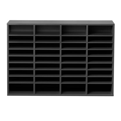 VEVOR Wooden Literature Organizer 36 Compartments with Adjustable Shelves Grey