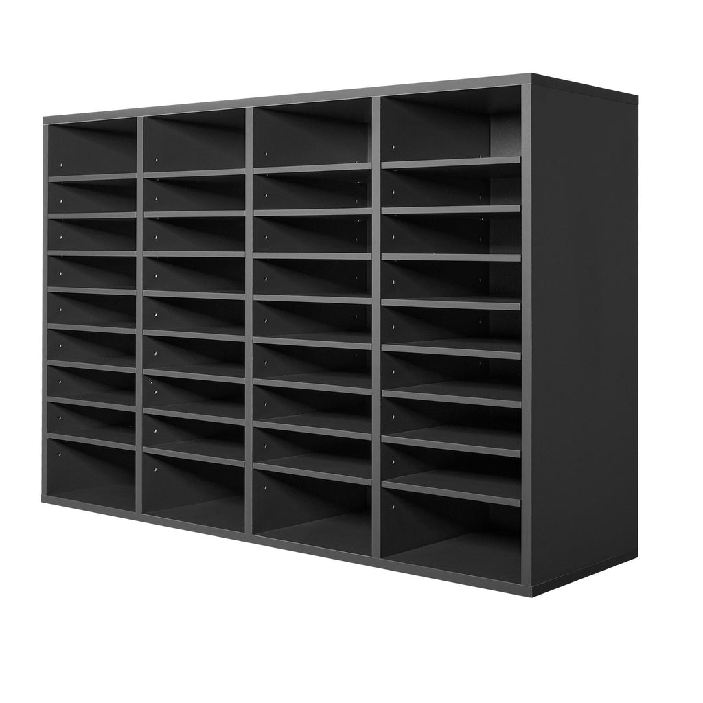 VEVOR Wooden Literature Organizer 36 Compartments with Adjustable Shelves Grey