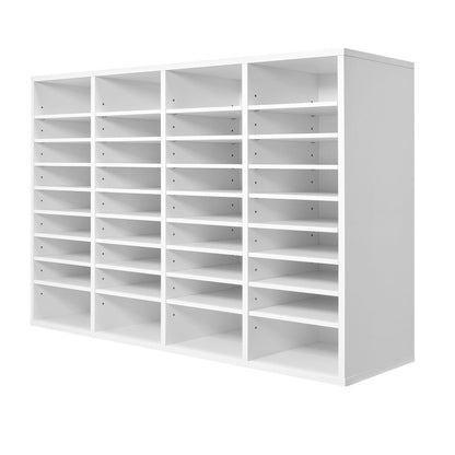 VEVOR Wooden Literature Organizer 36 Compartments with Adjustable Shelves White