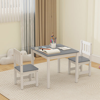 Kids Table and Chairs Set, Toddler Table and 2 Chair Set for Activity, Art, Craft, Reading, Learning, Grey
