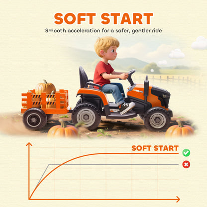 12V Kids Ride On Tractor with Trailor, Remote Control, Music, Lights, Shifter, for Kids Ages 3-8 Years, Blue