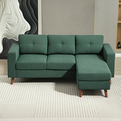 Sectional Sofa with Changeable Chaise Lounge, 3 Seat L-Shaped Small Space Sofa, Upholstered Couch for Small Space, Dark Grey