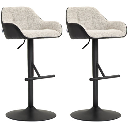 Bar Stools Set of 2, Swivel Counter Height Barstools with Back, Footrest, Armrests, Adjustable Height, Black