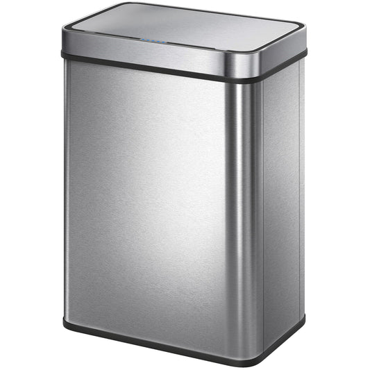 13.2 Gallon Sensor Can, Automatic Garbage Can with Soft-Close Lid, Fingerprint-Proof Stainless Steel, Silver