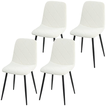 Dining Chairs Set of 4, Upholstered Dining Room Chairs with Steel Legs, Modern Kitchen Chair for Dining Room, Black