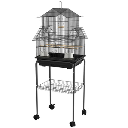 25" Bird Cage with Perch, Swing, Food Container, Slide-out Tray, Handle, Parrot Cage for Finches, Canaries, Budgies