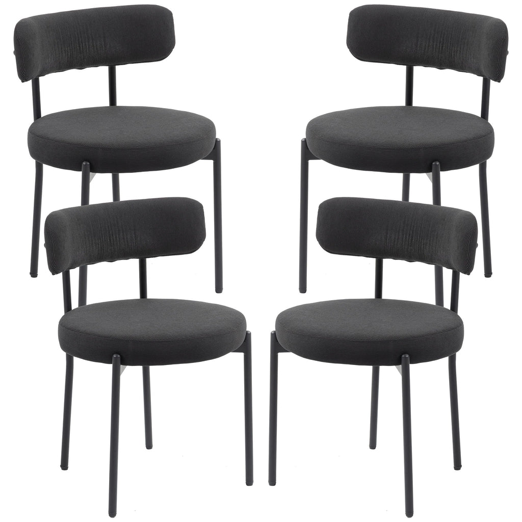 Avery 4 Pieces Modern Dining Chairs with Corduroy Upholstery-Black