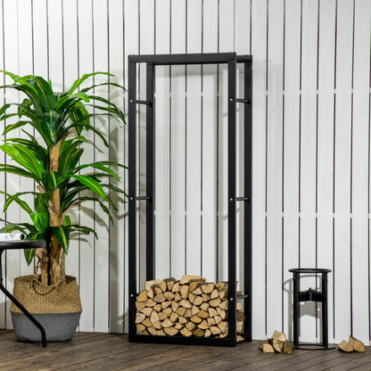 15.7" x 9.8" x 39.4" Firewood Rack Outdoor, Log Holder Fireplace Storage Rack with Handles and 220 lbs. Weight Capacity, Black