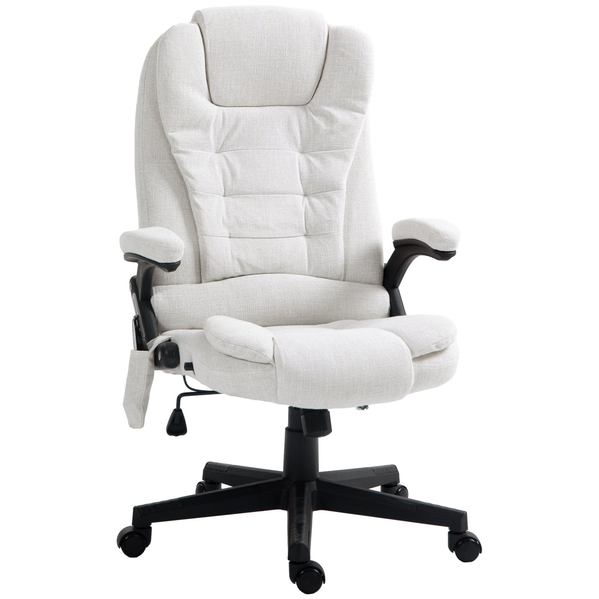 Reclining Massage Office Chair, Executive Office Chair with High Back, Swivel Wheels, White