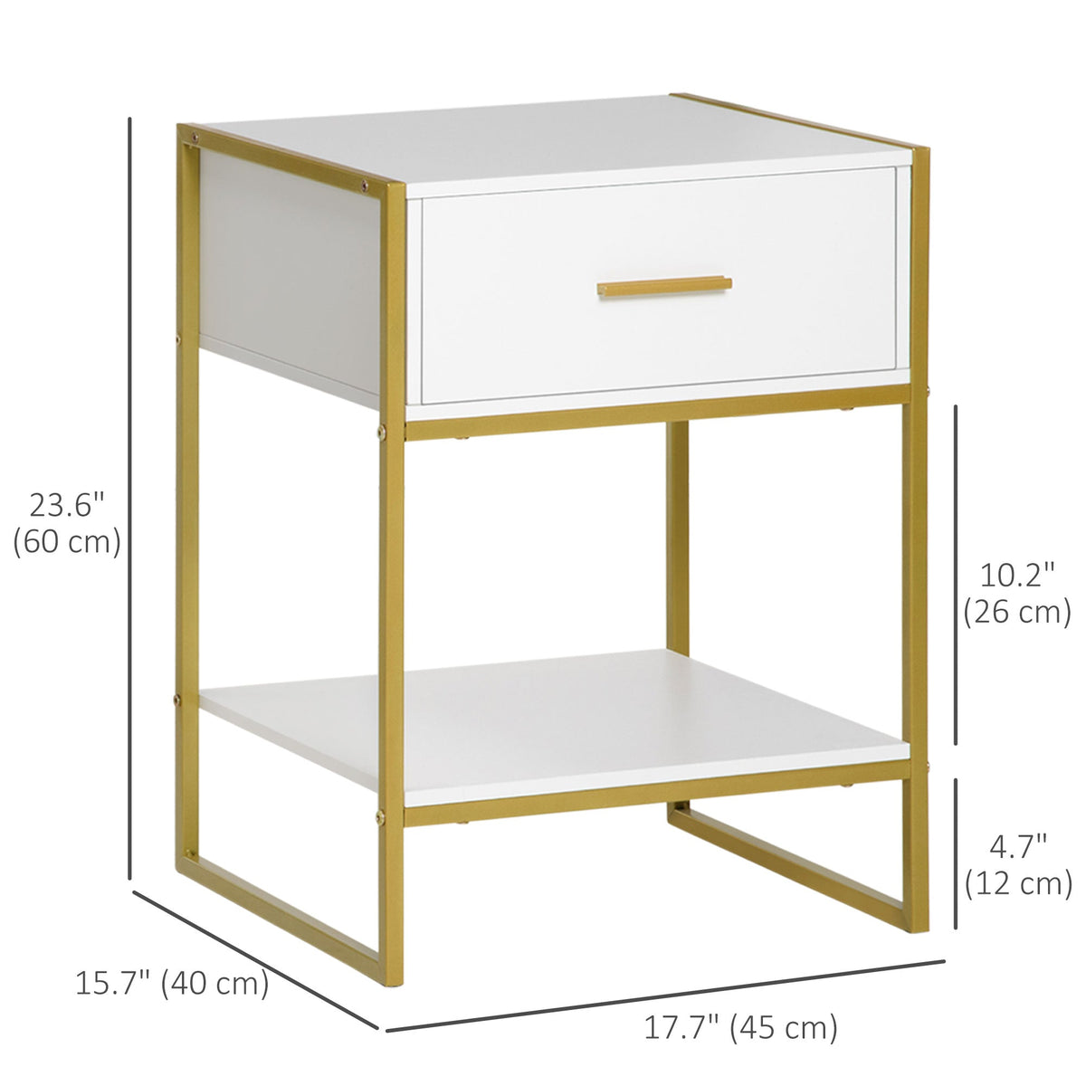 Nightstand Set of 2, Modern Bedside Table with Drawer and Shelf, Bedside Cabinets for Bedroom, White