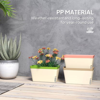 3 Pack Self Watering Flower Pots, 10.5 Inch Planter Box with Water Level Indicator for Vegetables, Succulents Plants