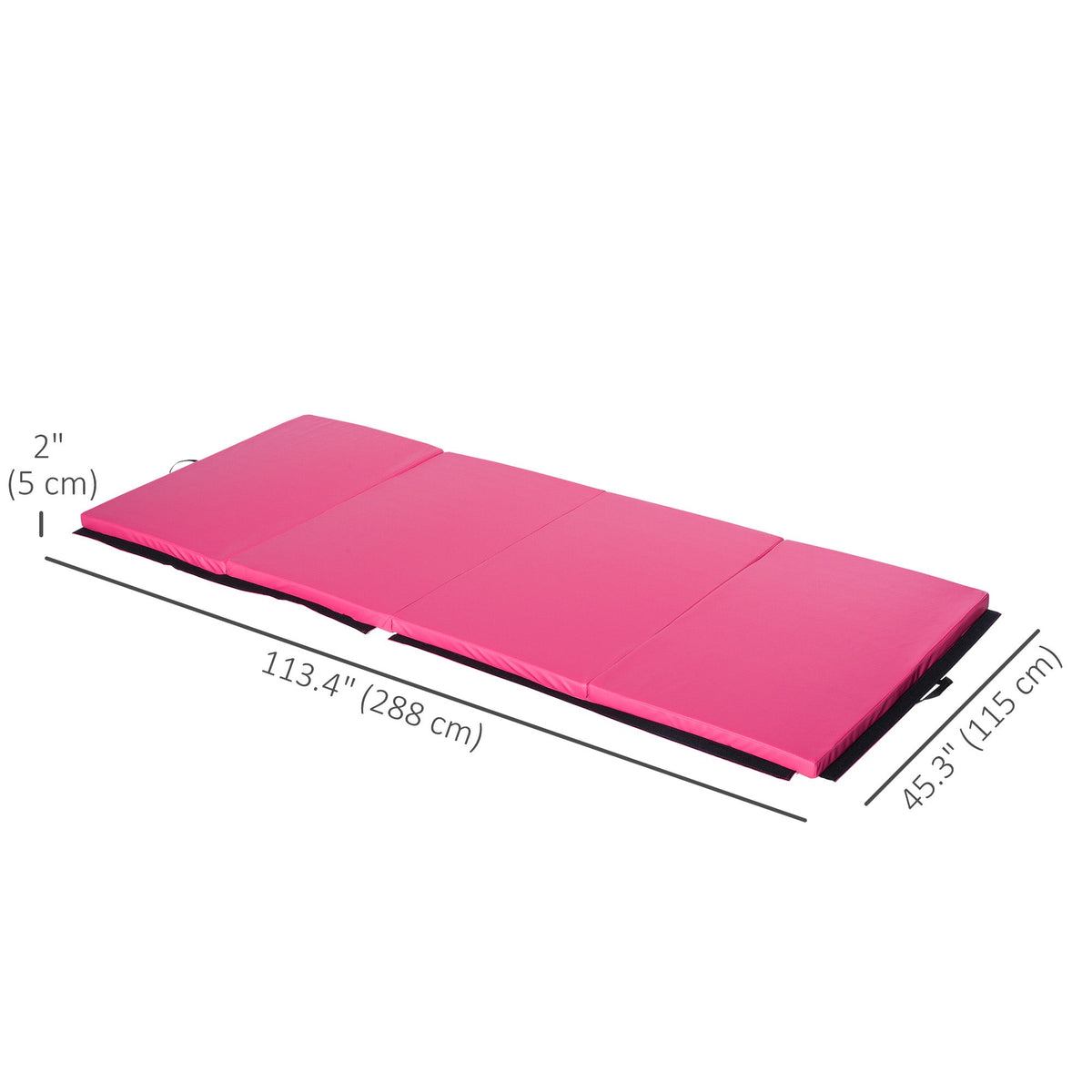 4'x10'x2" Folding Gymnastics Tumbling Mat, Exercise Mat with Carrying Handles for Yoga, MMA, Martial Arts, Dark Blue