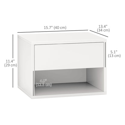Floating Nightstand Set of 2, Wall Mounted Bedside Table with Drawer for Bedroom Black